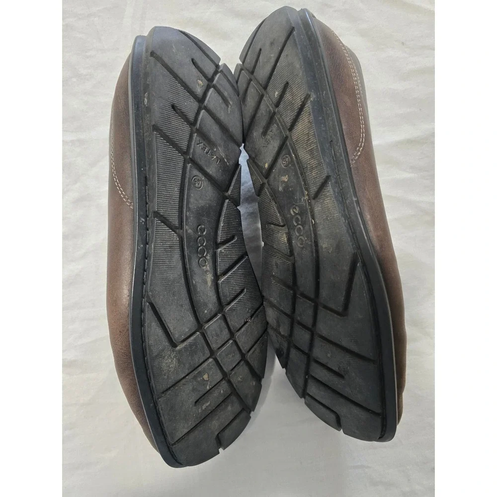 ECCO Mens Leather Driving Loafers Dark Brown Moc Toe Slip On Shoes Size 45
